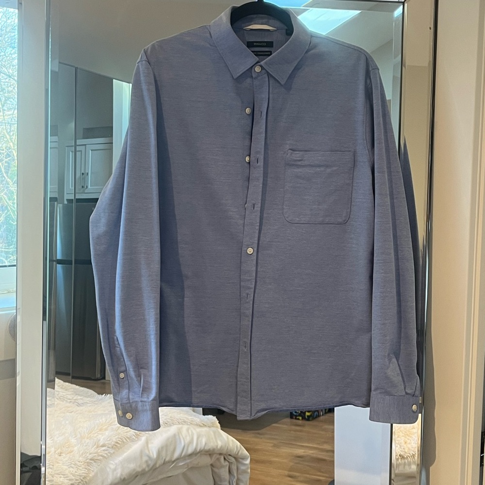 MENS RW&CO LARGE SLIMT FIT LIGHT BLUE BUTTON UP